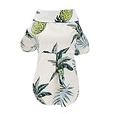 Hundehemd Kleidung Hawaii Freizeithemd Kokosnussbaum Hemden Coole Sommer Seabeach Tank Top Weste für kleine Hund Welpen Katze (Hawaii-Weiß, L)