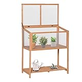 Outsunny Hochbeet aus Holz Frühbeet Gewächstisch Kräuterbeet Pflanzkasten für Garten, Balkon und Terrasse Orange Tannenholz PC-Platte 90 x 51 x 103