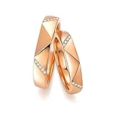 KnSam 18 Karat (750) Rotgold Ring Paar Ring Set Paarpreis Rhombus Schneiden Partnerring Rosegold Roseg