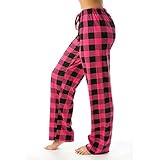 JJggsi4 Freizeithose Damen Lang Schlafanzughose mit Taschen und Kordelzug Fitness Stretch Drawstring Hosen Karierte Schlafhose weich Pyjamahose Weites Bein Hose trandhose Lange gerade Hose H