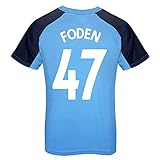 Manchester City FC - Jungen Trainingstrikot aus Polyester - Offizielles Merchandise - Geschenk für Fußballfans - Himmelblau mit Vereinswappen - Foden 47-6-7 J