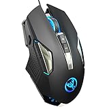 MMLC Kabelgebundene optische Gaming-Maus,Computer-RGB-Gaming-Mäuse Hintergrundbeleuchtung Ergonomische USB-kabelgebundene programmierbare Mobile Büromäuse für Computer und Laptops (Black)