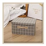 Faltbare Aufbewahrungsboxen Aus Leinenstoff Organizer Container Aufbewahrungsbehälter mit Deckel für Home Office (Color : Gray Check 02, Size : S)
