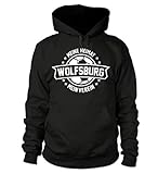 shirtloge - Wolfsburg - Meine Heimat, Mein Verein - Fan Kapuzenpullover - Schwarz - Größe XL