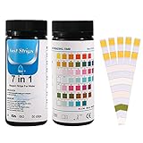 MeYuxg PH Teststreifen Pool, 7 In 1 Wassertester Pool Ph und Chlor Tester, Trinkwasser Teststreifen Schnelltests PH Wert, Brom, AlkalinitäT und WasserhäRte für Pool, Spa, Aquarium, Teich (50 StüCk)