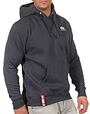 ALPHA INDUSTRIES Herren Basic Hoody Small Logo Sweatshirt, 136 Grey/Black, M