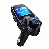 Winnes FM Transmitter, Bluetooth FM Transmitter KFZ Auto Radio Adapter Auto Ladegerät Zigarettenanzünder freisprecheinrichtung Car Kit mit 2 USB Ladegerät Kabelloses Auto Radio Sender T11