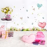 Rjjrr Fantastische Schmetterlinge Liebendes Herz Wandaufkleber Mädchen Schlafzimmer Dekoration 3D Wandbild Kunst Home Decals Valentinstag Geschenk S