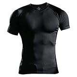 Herren Fest Kompression Grundschicht Kurzarm T-Shirt Bodybuilding Tops Polyester und Spandex Schwarz M
