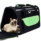 Petotw Transportbox Hund, Faltbar Hundetransportbox Katzen Transportbox, Hundebox Faltbar Katzentransporttasche, Haustiertragetasche, Carrier Fluggesellschaft Airline Zugelassen,Grün und Schw