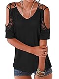 YOINS Off Shoulder Shirt Damen Oberteile Elegant Sexy Schulterfrei Bluse T-Shirt Tops Einfarbig