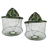 2 Stück Camo Netting Mosquito Schleier Imker Hut Schleier Anti Bee Moskito-Wanzen-Insekt Fliege Hut mit Netz-Ineinander greifen für Outdoor Angeln (Camouflage)