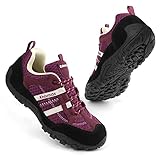 Knixmax Damen Wanderschuhe Leichte Trekkingschuhe Atmungsaktiv Wasserdicht rutschfeste Outdoorschuhe Low Trekking- & Wanderhalbschuhe Weinrot Gr.40 EU