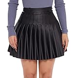 Faltenrock Leder kurzer Rock A-Linie unterer Rock weiblicher Rock mit hoher Taille halblanger Rock Neuer Lederrock