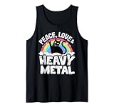 Peace Love & Heavy Metal Cat Kinder Punk Band Metall Regenbogen Tank Top