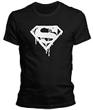 DragonHive Herren T-Shirt Superman Logo Symbol Man of Steel Batman vs Super Man, Größe:4XL, Farbe:Schw