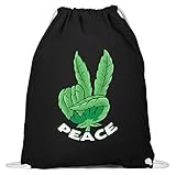 generisch Weed Peace Gras rauchen Cannabis Blatt Hanf THC Kiffer Turnbeutel Bong - Baumwoll Gymsac -37cm-46cm-Schw