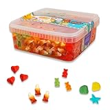 Deine Naschbox Zuckerfreie Fruchtgummi Süßigkeiten-Box - Weingummi Großpackung mit 4 Sorten - Bärchen, Herzen, Cola-Fläschchen, Meeresfrüchte - 1 kg