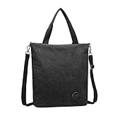 Kono Canvas Handtasche Schultertasche Damen Top Griff Hobo Crossbody Bag Vintage Geschenke Tote für den täglichen Einkauf Arbeit, A-schwarz, M