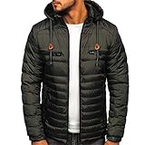 ADDZYY Herren Steppjacke Gefütterte Jacke sportliche Übergangsjacke Herrenjacke leichte Winterjacke modische Jacke für Männer Daunenjacke Sportjacke Freizeitjacke mit Kapuze Street Sty