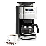 Klarstein Aromatica Taste 10 Kaffeemaschine, integriertes Mahlwerk, 180 g Bohnenbehälter, 2 / 4 / 6 / 8 / 10 Tassen, 1000 Watt, 1250 ml Glaskanne, Kaffeestärke: mild / stark, schw