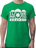 Fotografen - I Love Photography - weiß - M - Grün - Fotografie - L190 - Tshirt Herren und Männer T-S