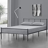 [en.casa] Metallbett 140 x 200cm Dunkelgrau Bettrahmen Jugendbett Stahlrahmen Gästebett Bettg