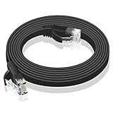 CoolGadget 20M Cat 6 Patchkabel flach Netzwerkkabel dünn [RJ45 Gigabit Ethernet] LAN Kabel Switch Router Modem [Verlegekabel Flachbandkabel] - Schw