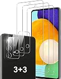 [3 Stück] Anti-Kratzer, Anti-Fingerabdruck-Displayschutzfolie passend für Samsung Galaxy A52 5G mit 3 Stück Kameralinsenschutz, 9H Härte, HD, einfach zu installieren, gehärtete G