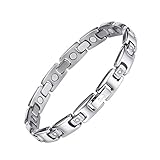 Jeroot Magnetarmband,Damen Gesundheit Magnetarmband Magnetische Armbänder für Arthritis Verschluss Armband Magnet Gesundheit Magnetarmband Energetix (Silver)