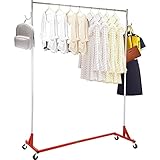 VEVOR Kleiderständer 136 kg Traglast, Industrieständer 60 x 159 x 215 cm, industrielle Kleiderstange, Kleiderwagen Schwerlast, kommerzieller Z-förmiger Wäscheständer Rot (1 Stück 1 Schicht)