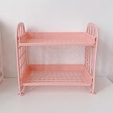 MUY Desktop Double Folding Storage Rack Faltbarer Schlafsaal Lagerung Artefaktfreier Schreibtisch Mädchen Kleinigkeiten Rack Andenkenbox für F