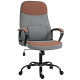 Vinsetto Bürostuhl Massage höhenverstellbarer Chefsessel Gamingstuhl mit Massagefunktion ergonomischer Drehstuhl Massage Sessel Kunstleder Stahl Grau+Braun 60 x 70 x 109-119