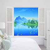 HWBB Rollo Rollos für Fenster Blaue Stoffrollos für den Innenbereich mit Landschaftsdesign, Verdunkelungsraum Verdunkelungsfenster Sichtschutz, (Size : 100cmx185cm/39inx72in)