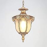 Fabrikpreis Ländliche Vintage Outdoor E27 Pendelleuchte Regenfeste Außendeckenleuchte Metall Gerieben Bronze Finish Mattglas Veranda Hängelampe Aufputz Kronleuchter Dekor Veranda Eingang T