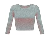 Damen Basic Rundhals 3/4 Arm Crop Top - G