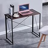 GOLDFAN Computertisch Schreibtisch Klappbarer Arbeitstisch Arbeitszimmer Schreibtisch Einfacher Holz Schreibtisch Student PC Tisch für Lernen und Büro, 90 x 45 x 74cm (Braun)