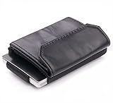 ROVET FIRST® Mini Bro I Slim Wallet mit Münzfach & Zugband I Mini Geldbörse für Herren & Damen I Kleiner Geldbeutel Portemonnaie Kreditkartenetui I Smart Wallet Kartenetui Leder für Scheine &