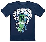 Minecraft Kids - Creeper Unisex T-Shirt dunkelblau 104 100% Baumwolle Fan-Merch, Gaming