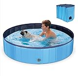 LC&TEAM Hundepool für kleine Hunde Swimmingpool 80x20CM Hundebadewanne faltbar Kinderpool klein Planschbecken rutschfest Schwimmbecken für Kinder Haustier - b