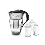 GLAS-Wasserfilter PearlCo (anthrazit) mit 3 classic Filterkartuschen - passt zu Brita C