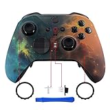 eXtremeRate Case für Xbox One Elite Series 2 Controller, Gehäuse Hülle Ersatzteile Skin Zubehör mit Thumbstick Akzentringe für Xbox One Elite Series 2 Modell 1797(Gold Star Universum)