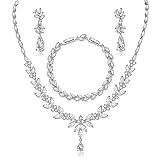 CERSLIMO Schmuckset Silber 925, Hochzeit Brautschmuck Set 5A Zirkonia Kette Armband Ohrringe Silber 925 Schmuck Set für Braut mit Geschenkbox Geschenke für F