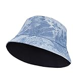 RZKJ-SHOP Fischerhut Sonnenhut Baumwolle Denim Bucket Hat, Faltbar Strandhut Freizeithut Outdoor-Hut Schlapphut Zubehör für Damen Herren Sommer Urlaub Reise Wandern Camping