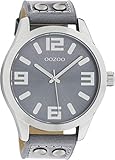 Oozoo Armbanduhr Basic Line mit Lederband 47 MM Graublau/Graublau C1060