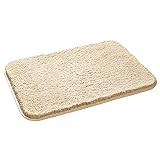 Badematte Hochflor Sky Soft Badezimmerteppich Antiskid Badvorleger rutschfest waschbar schadstoffgeprüft,80x50cm (Beige)