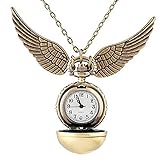 ZLESAGII Goldener Schnatz Taschenuhr Goldene Kugel Goldener Halskette mit Flügel Antike Bronze Uhr Film Liebhaber Fan-Merch Kinder Geschenk