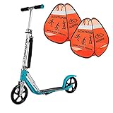 HUDORA BigWheel® 205 Scooter, ocean 'Exklusiv Edition' mit Safety Pop Up Set (Bundle)