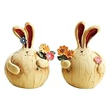 NAttnJf Kaninchen Ornament aus gezeichnetes Detail Fee Garten Knoblauch Kaninchen Figur 2 Stück Mode Mehrfarbig