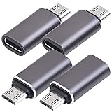 PEARL 4er-Set Adapter Micro-USB-Stecker auf USB-C-Buchse, Aluminiumg
